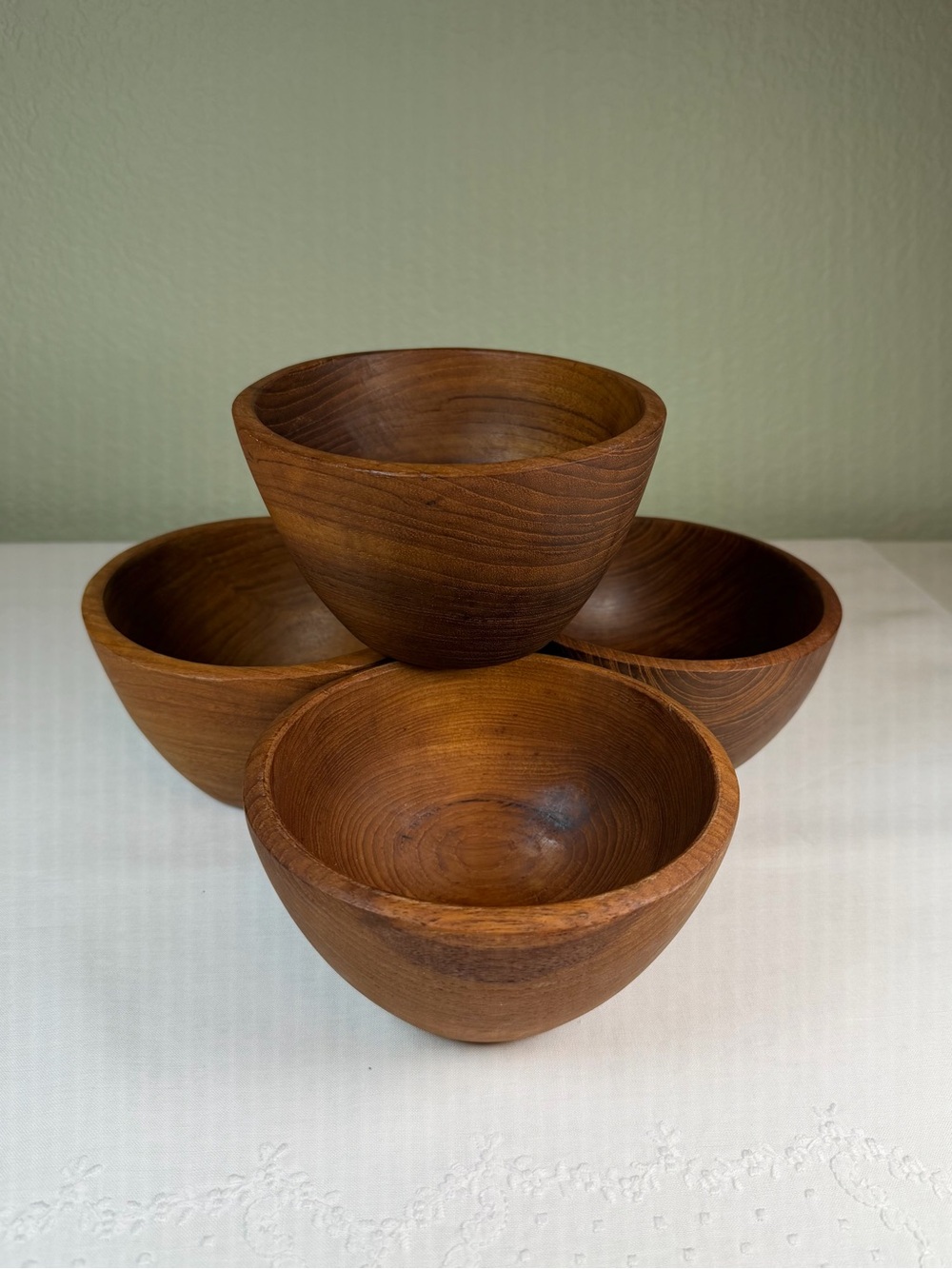Vintage Kalmar Teak Wood Bowls Set of 4 – Made in Thailand – Mid Century